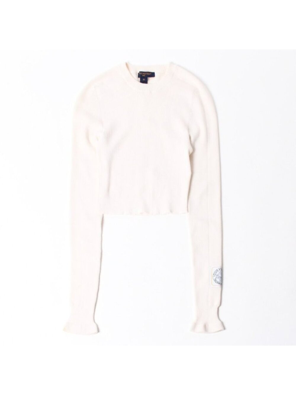 Louis Vuitton High Neck Cropped Knit Ivory Sweater XS